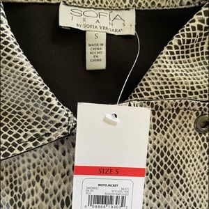 Sofia Moto jacket snakeskin print. Black and white. Size small - fits like M